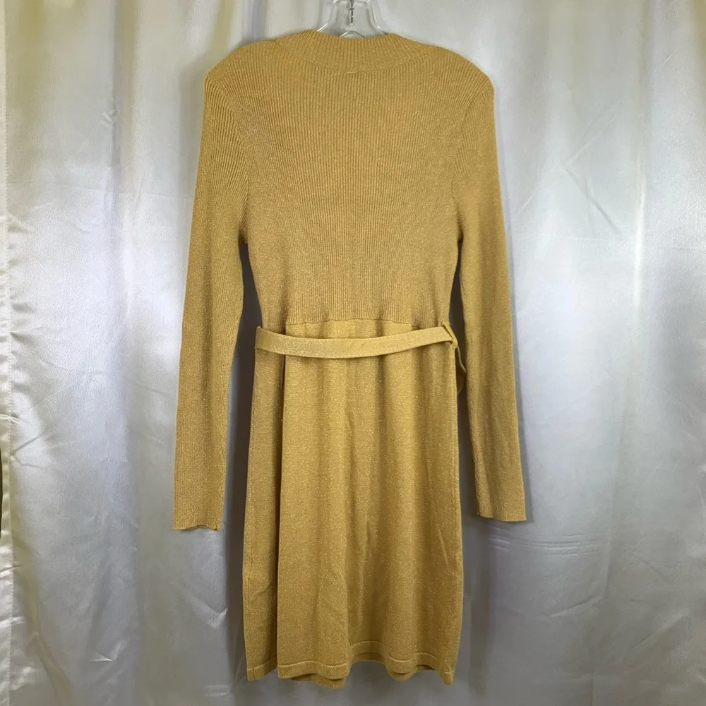 Free People French Girl belted A-line Mini Dress Gold NEW Size Large